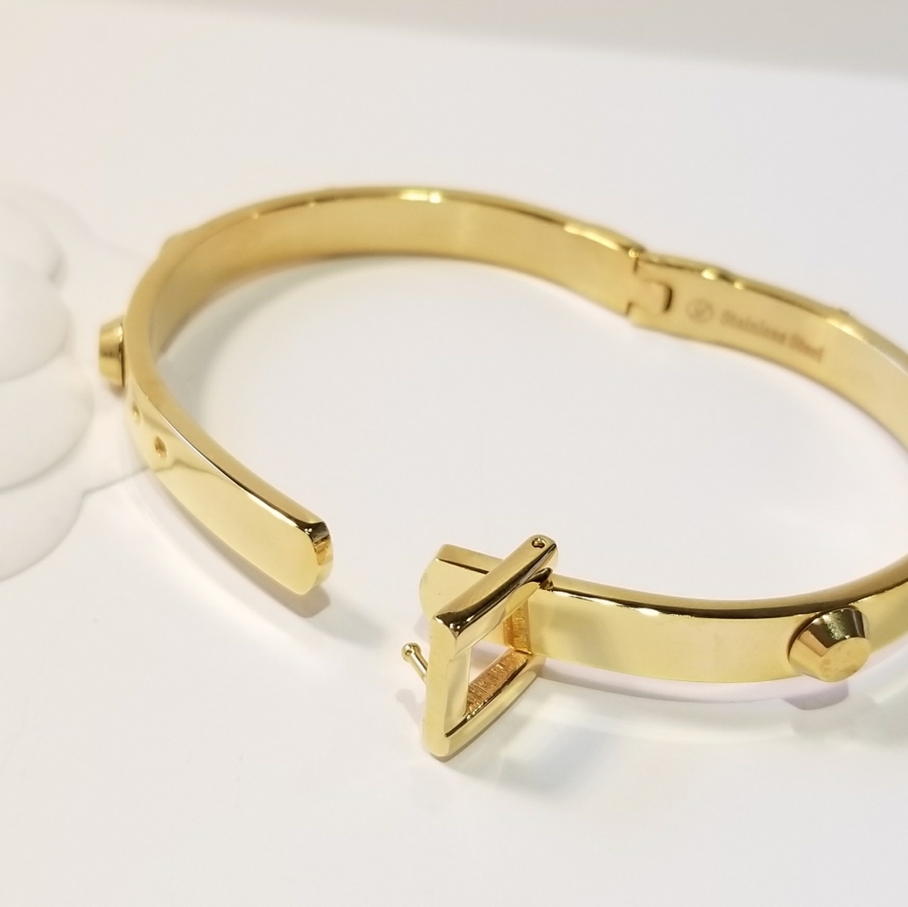 18K Gold Plated Belt Buckle Bangle Bracelet NEW - Picture 5 of 8